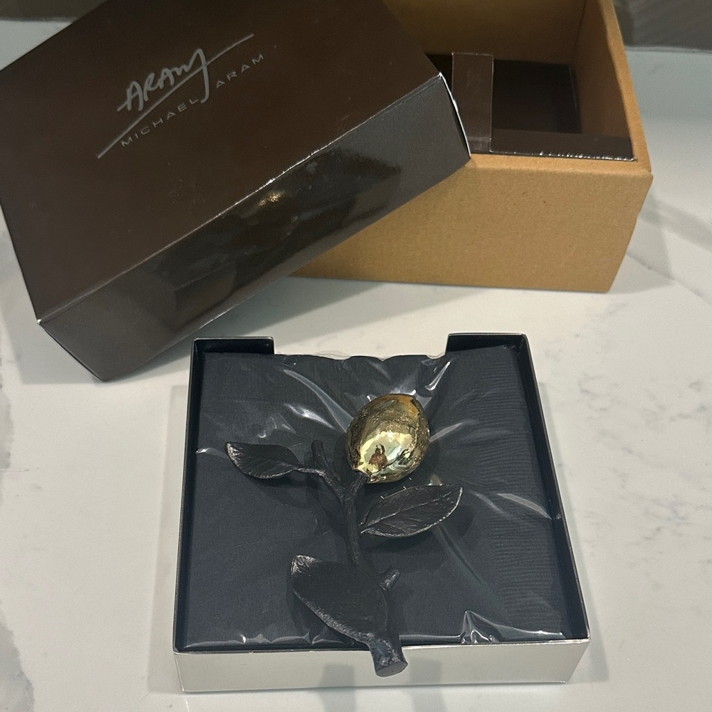 Michael Aram Gold and Black Lemon Napkin Holder